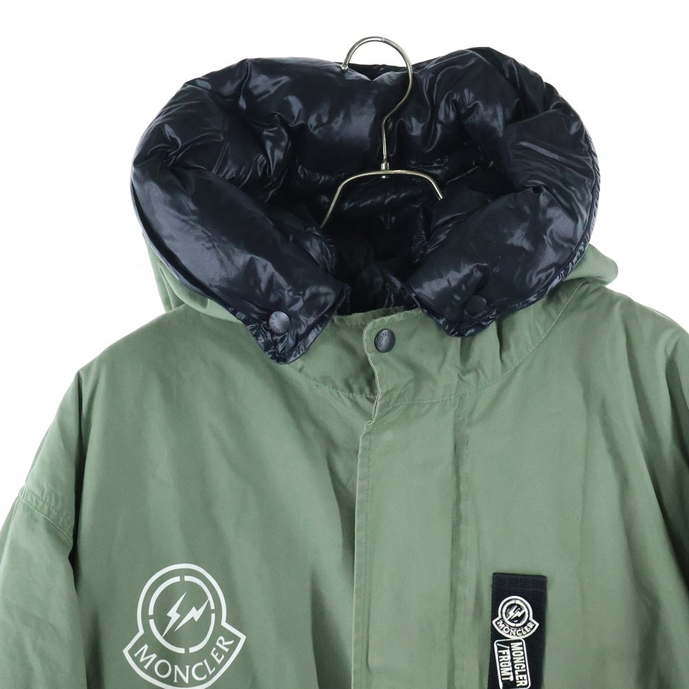 MONCLER GENIUS(モンクレール ジーニアス) 20AW×FRAGMENT FULCRUM GIUBBOTTO フラグメント チェッカーテープフーデッドダウンジャケット モッズコート E209U4270250 54A3W カーキ