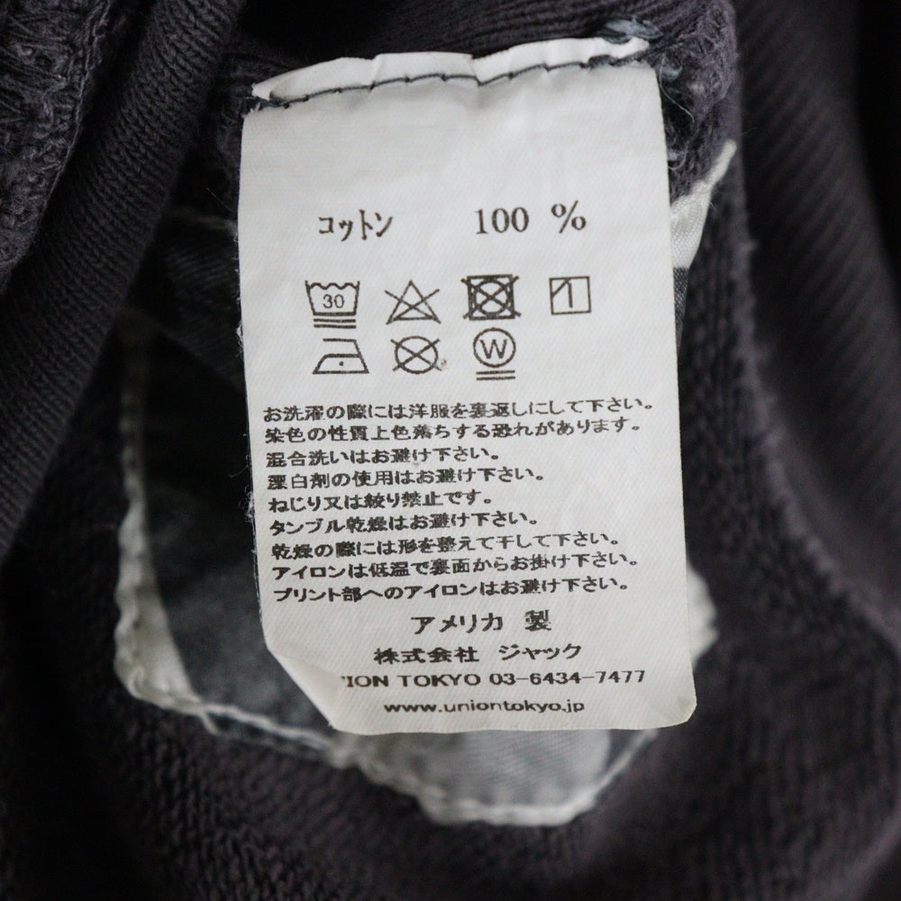 RRR123 RIVINGTON roi Rebis(リヴィントンロイレビス) ×UNION 30YEAR COLLECTION HOODIE ユニオン ユーズド加工プルオーバーフーディーパーカー グレー