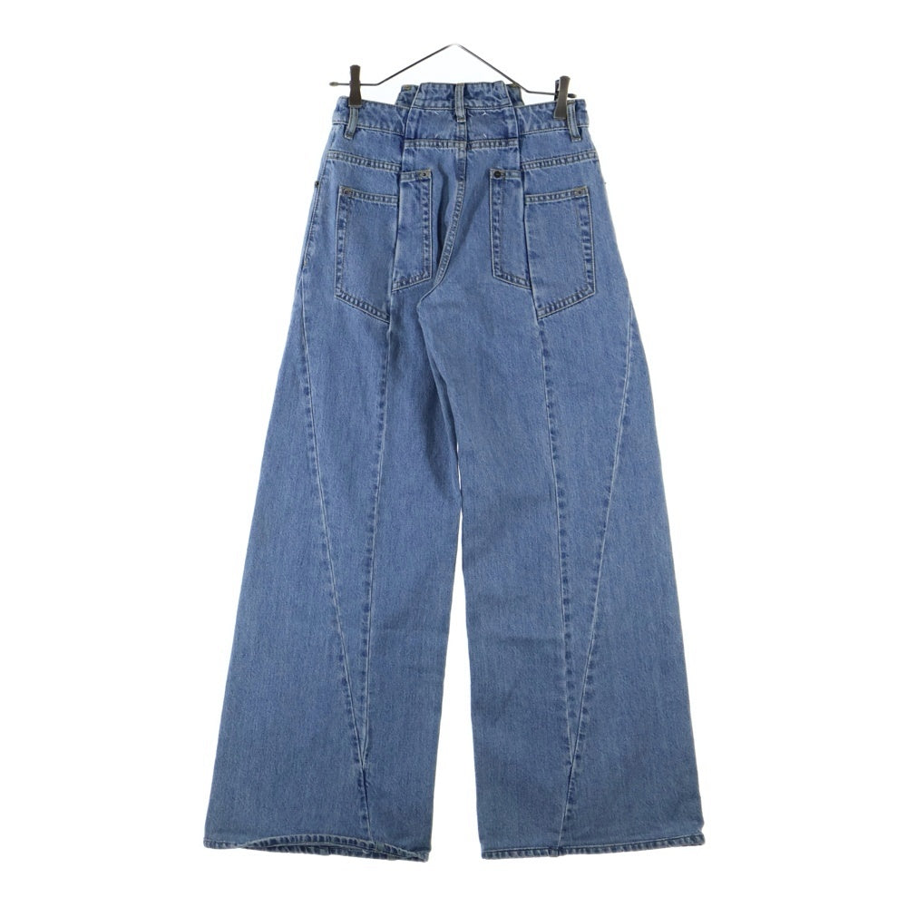 Maison Margiela 1(メゾンマルジェラ) 再構築ドッキングワイドデニムパンツ S51LA0128 S30617 インディゴブルー レディース