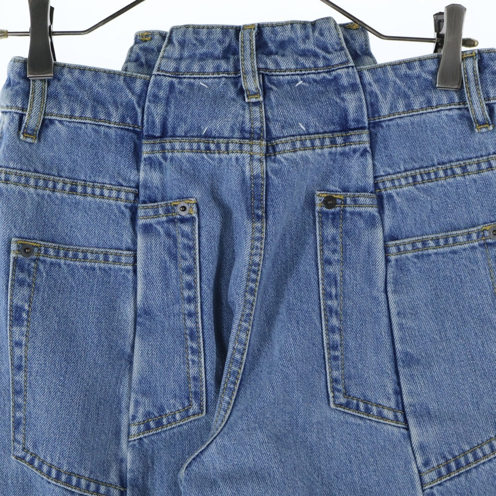 Maison Margiela 1(メゾンマルジェラ) 再構築ドッキングワイドデニムパンツ S51LA0128 S30617 インディゴブルー レディース