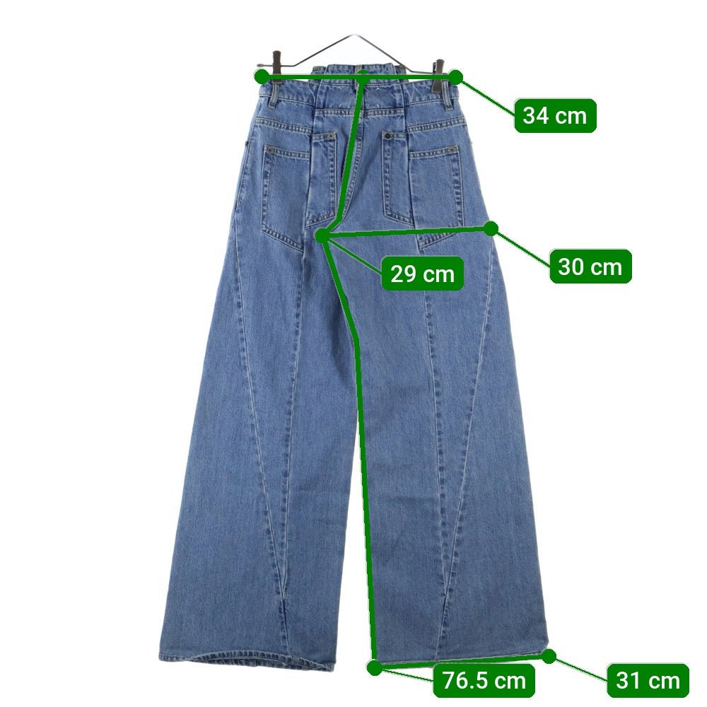 Maison Margiela 1(メゾンマルジェラ) 再構築ドッキングワイドデニムパンツ S51LA0128 S30617 インディゴブルー レディース