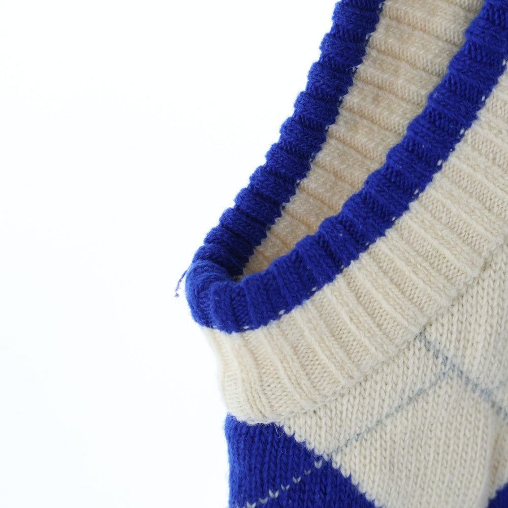 ADER ERROR(アーダーエラー) 22AW Tenit Knit Vest Check チェックニットベスト BLAFWKV01CK ホワイト/ブルー