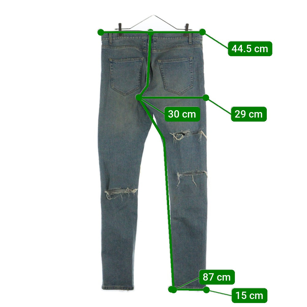 SAINT LAURENT PARIS(サンローランパリ) 15SS デストロイ加工クラッシュスキニーデニムパンツ 376911 Y837H インディゴブルー