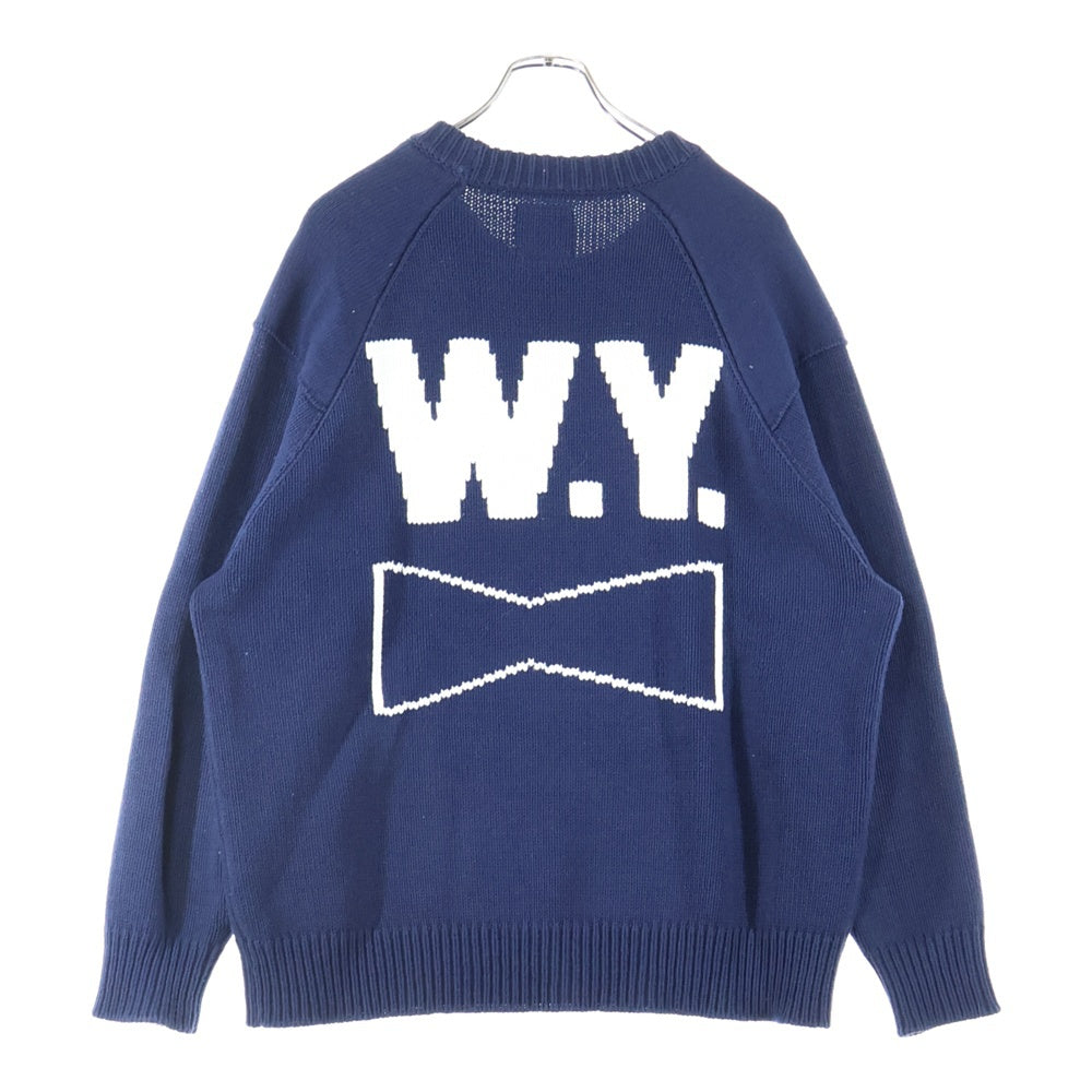 WASTED YOUTH(ウェイステッドユース) 23AW KNIT #1 グラフィックロゴニットセーター ネイビー