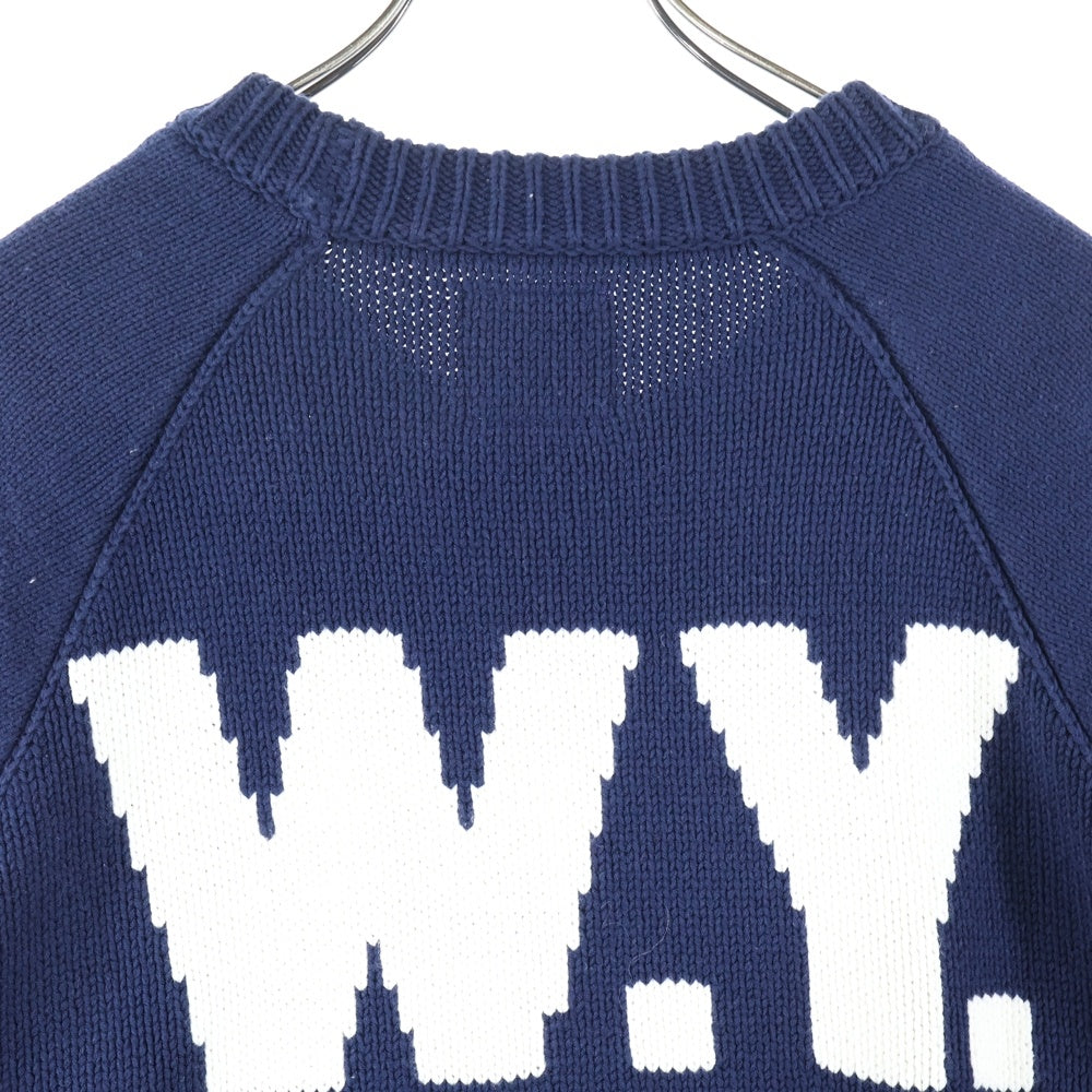 WASTED YOUTH(ウェイステッドユース) 23AW KNIT #1 グラフィックロゴニットセーター ネイビー