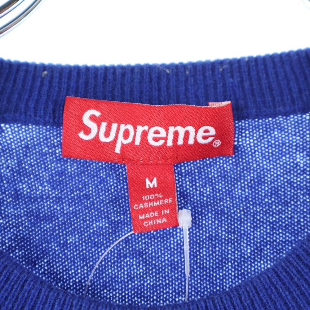 SUPREME(シュプリーム) 15AW Cashmere Sweater 刺繍デザイン カシミヤ ニット セーター ブルー