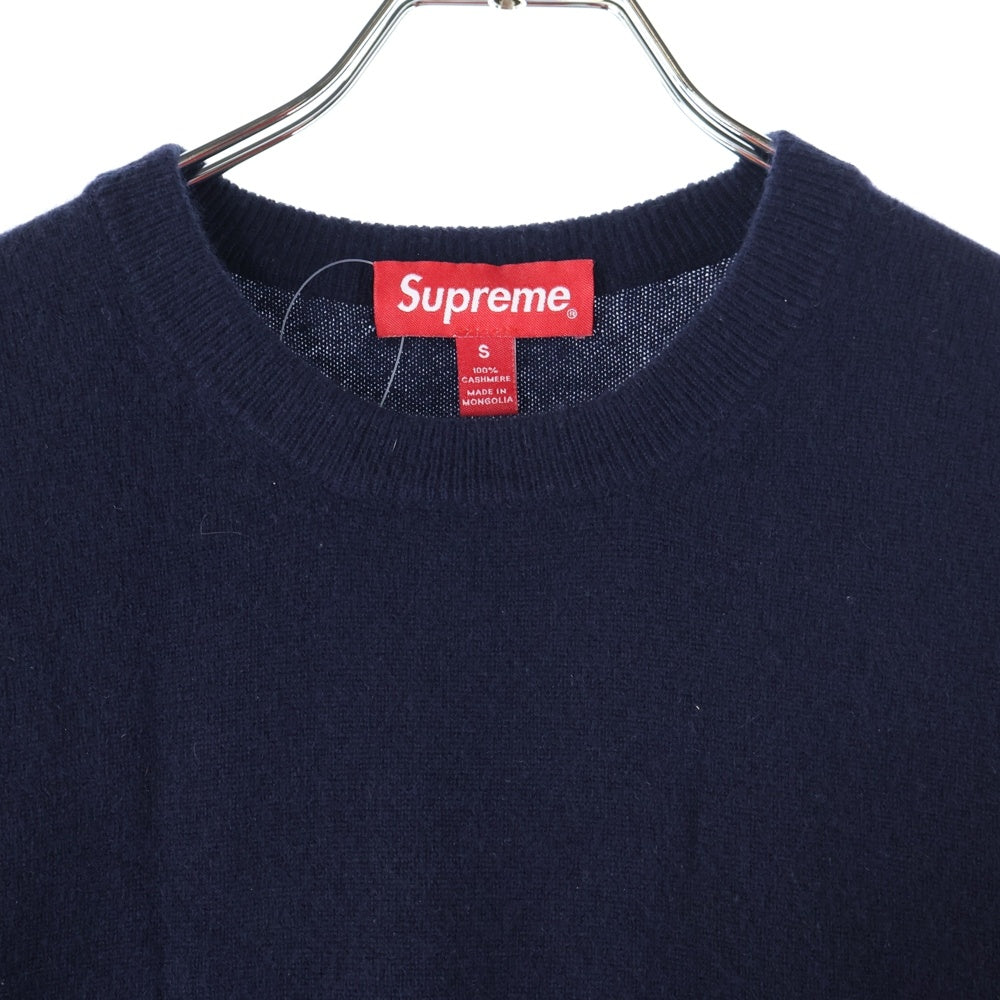 SUPREME(シュプリーム) 15AW Cashmere Sweater 刺?デザイン カシミヤ ニット セーター ブルー