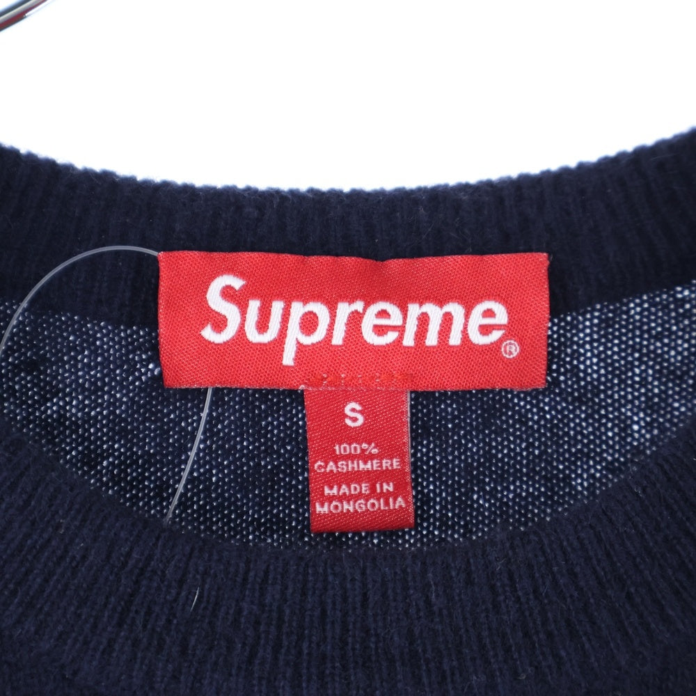 SUPREME(シュプリーム) 15AW Cashmere Sweater 刺?デザイン カシミヤ ニット セーター ブルー
