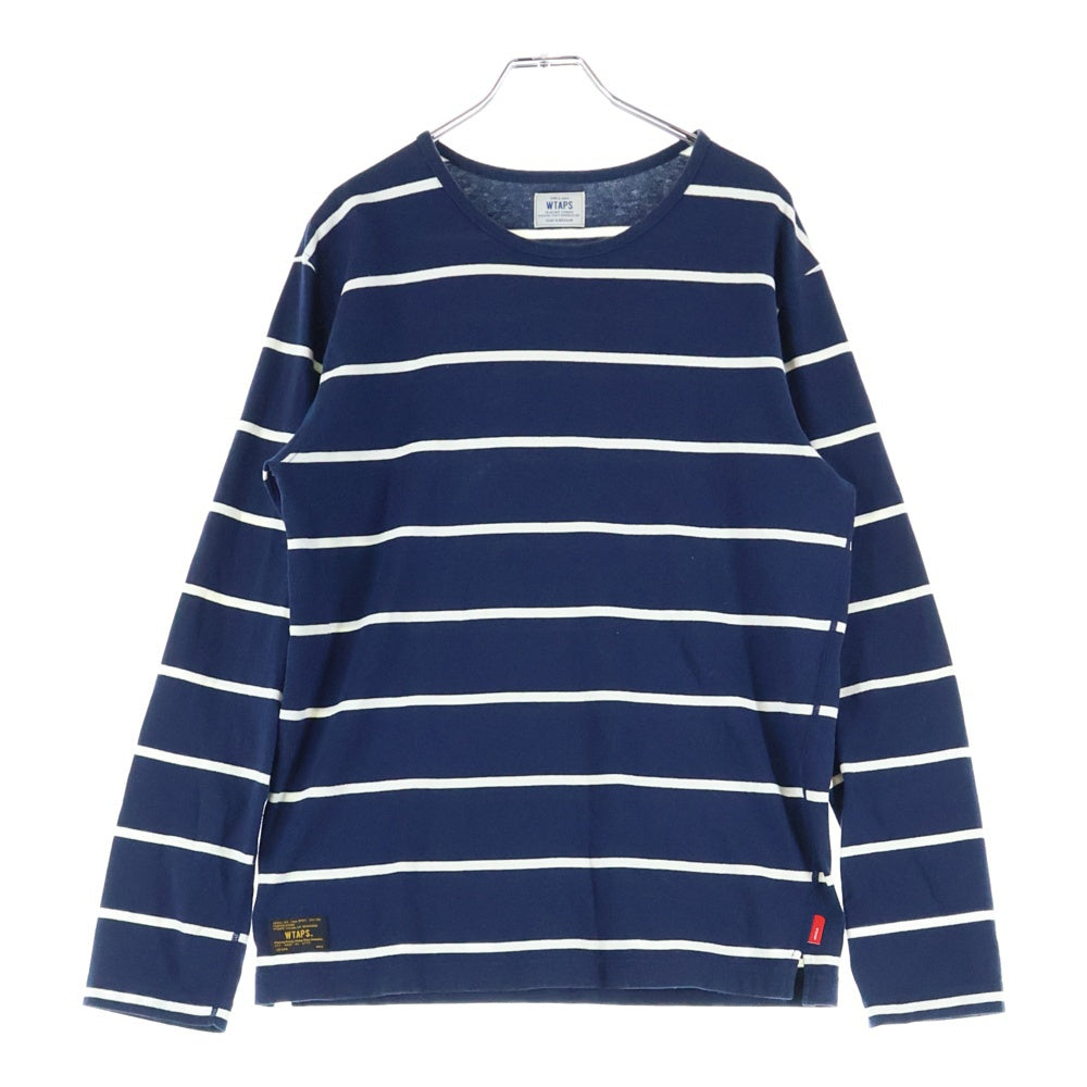 WTAPS(ダブルタップス) 14SS VASQUE L/S 141ATDT-CSM09 ボーダーデザイン クルーネック長袖Tシャツ ネイビー
