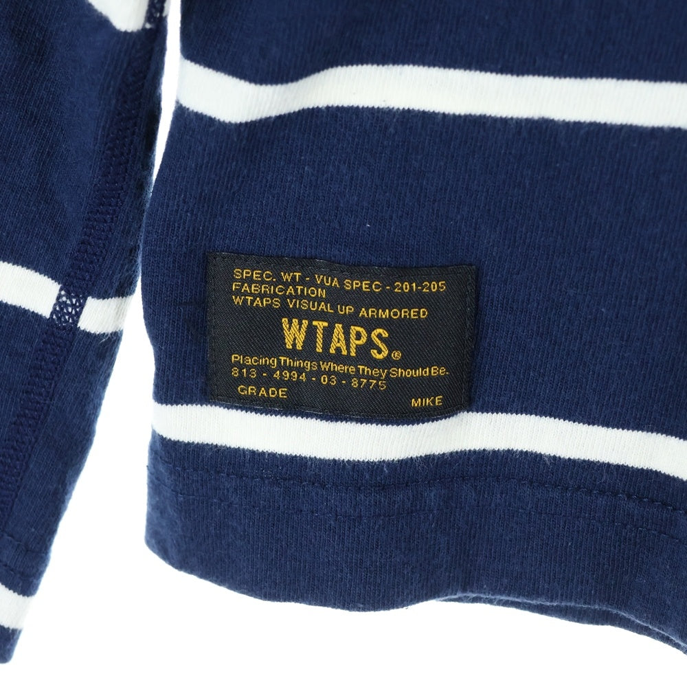 WTAPS(ダブルタップス) 14SS VASQUE L/S 141ATDT-CSM09 ボーダーデザイン クルーネック長袖Tシャツ ネイビー