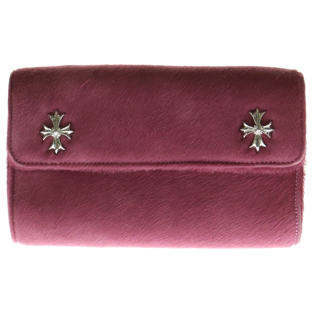 CHROME HEARTS(クロムハーツ) WAVE4 HOC 3NAP #4ウェーブハラコレザーウォレット 長財布 ピンク