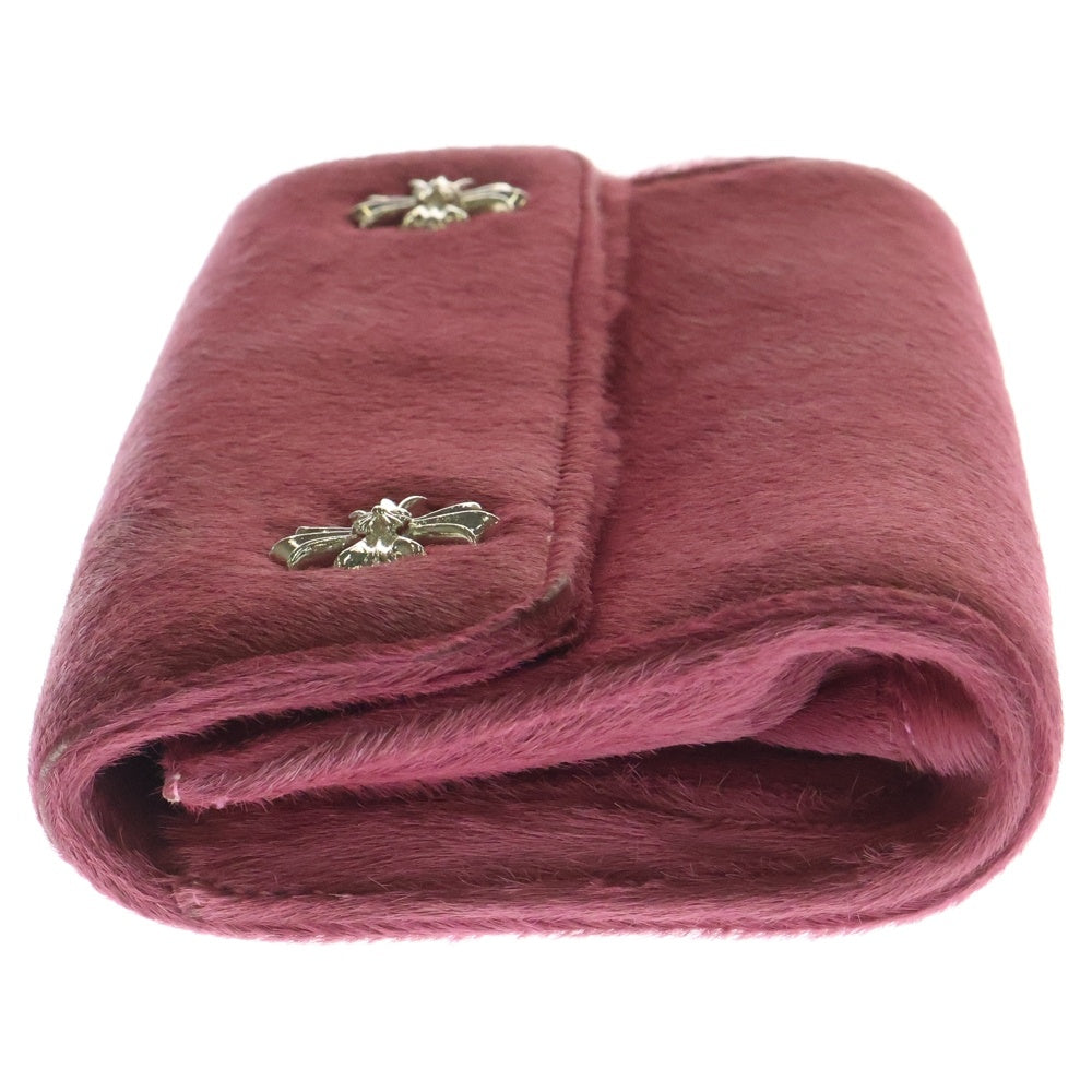CHROME HEARTS(クロムハーツ) WAVE4 HOC 3NAP #4ウェーブハラコレザーウォレット 長財布 ピンク