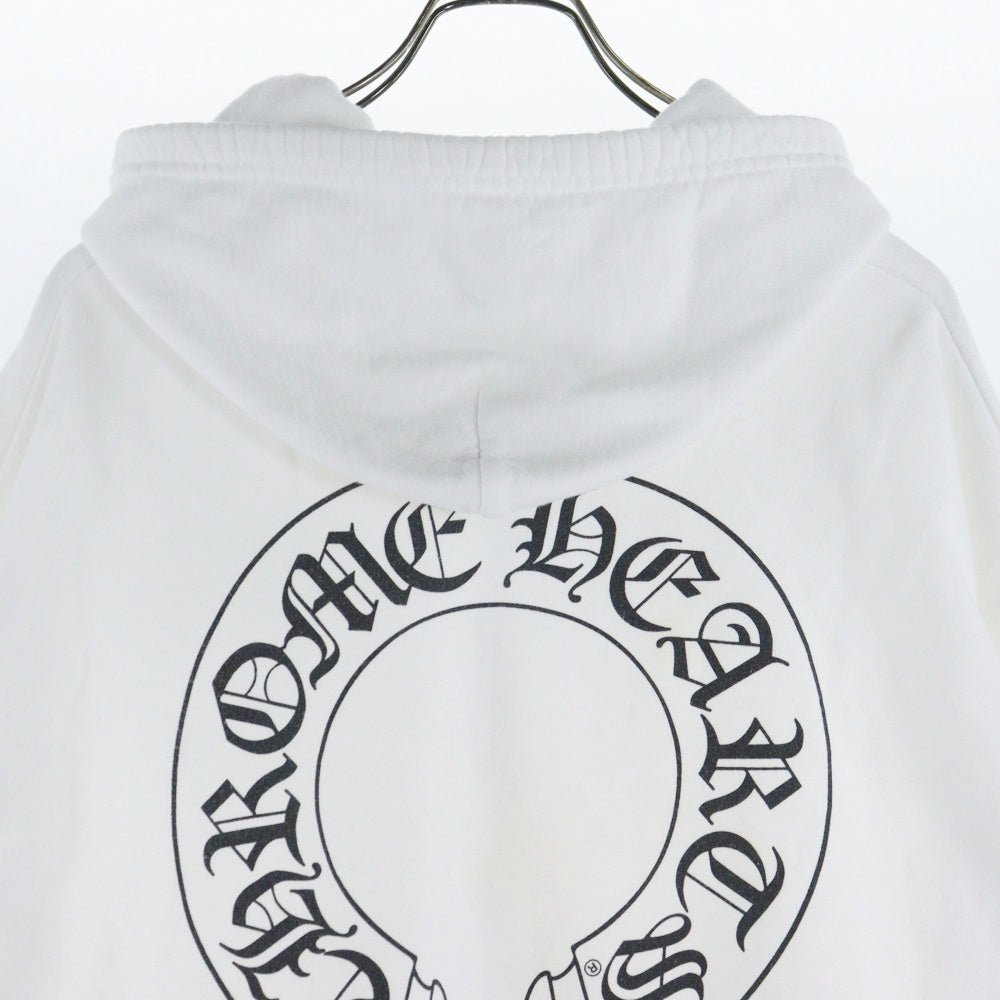 CHROME HEARTS(クロムハーツ) SWTSHRT HD ZIP バックホースシュー 袖フローラルプリント ジップアップフーディーパーカー ホワイト