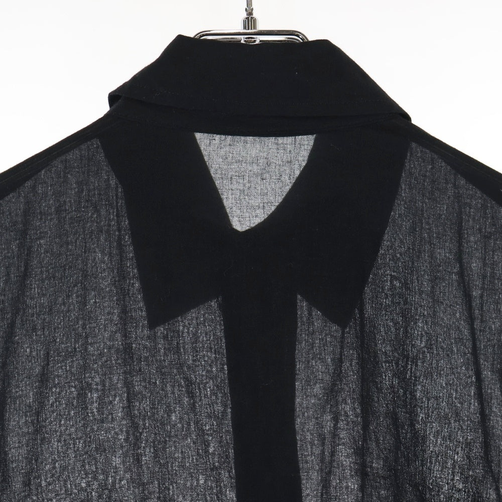 Yohji Yamamoto FEMME(ヨウジヤマモトファム) フロントベルトデザイン 半袖シャツ FG-B02-800 ブラック