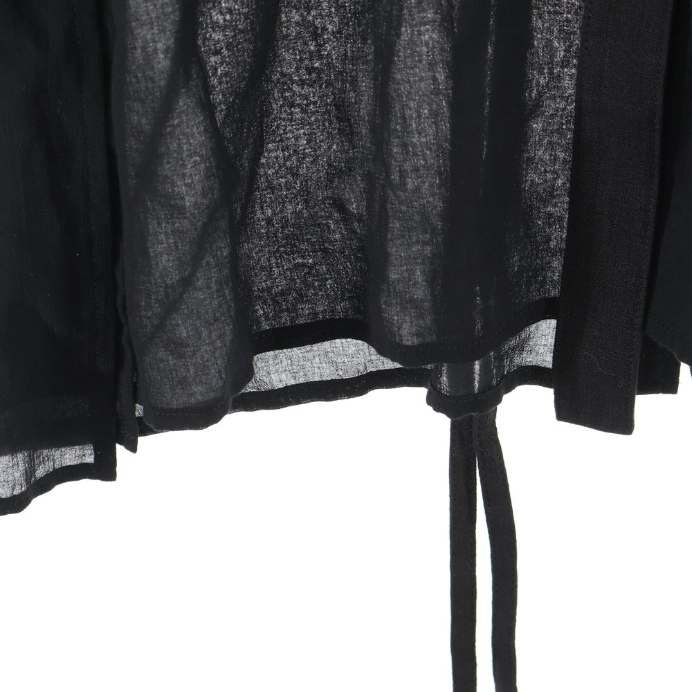 Yohji Yamamoto FEMME(ヨウジヤマモトファム) フロントベルトデザイン 半袖シャツ FG-B02-800 ブラック