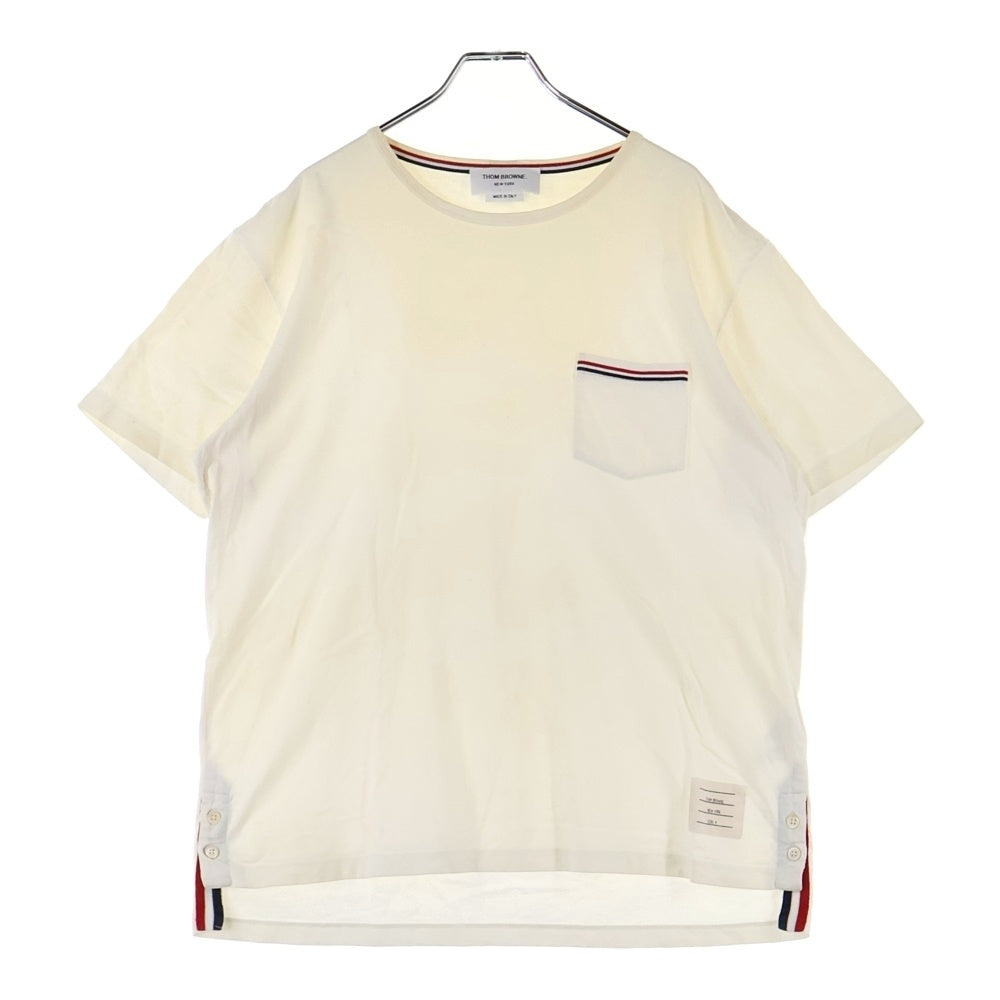 THOM BROWNE(トムブラウン) 23AW Pocket Tee MJS010A-01454-100 ジャージー ポケット 半袖Tシャツ カットソー ホワイト