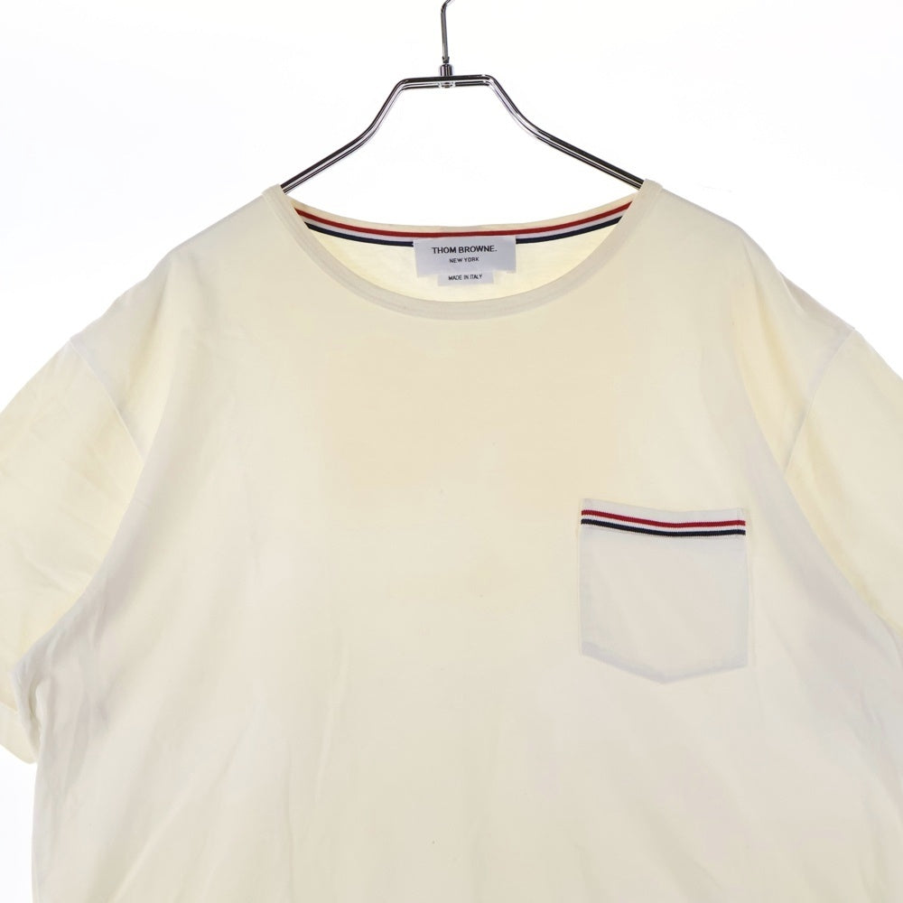 THOM BROWNE(トムブラウン) 23AW Pocket Tee MJS010A-01454-100 ジャージー ポケット 半袖Tシャツ カットソー ホワイト