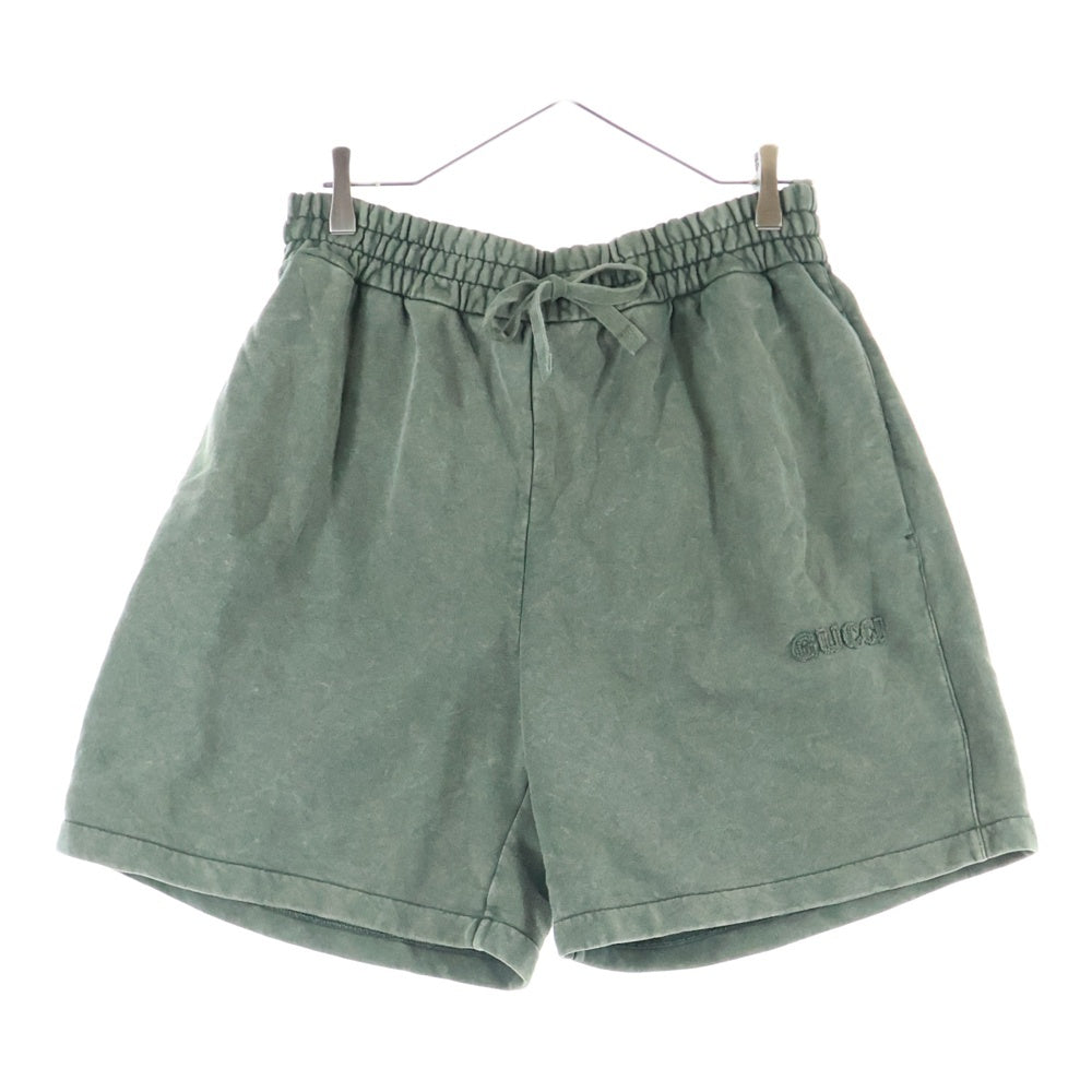 GUCCI(グッチ) Embroidered cotton basketball shorts ロゴ刺繡 コットンバスケット ショーツ ハーフパンツ グリーン