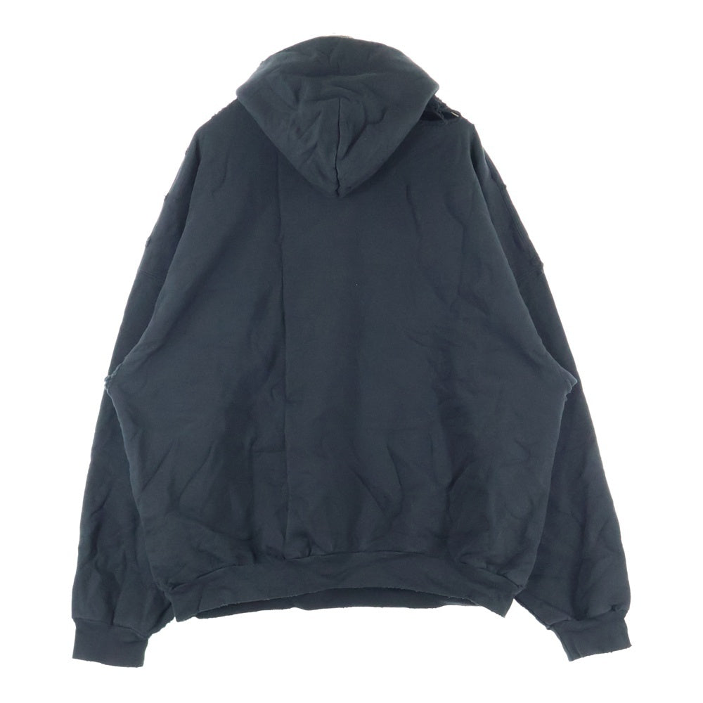 BALENCIAGA(バレンシアガ) ビーズ装飾 フロントクラウン ロゴデザイン スウェットフーディー パーカー 739024 TQVL1 ブラック