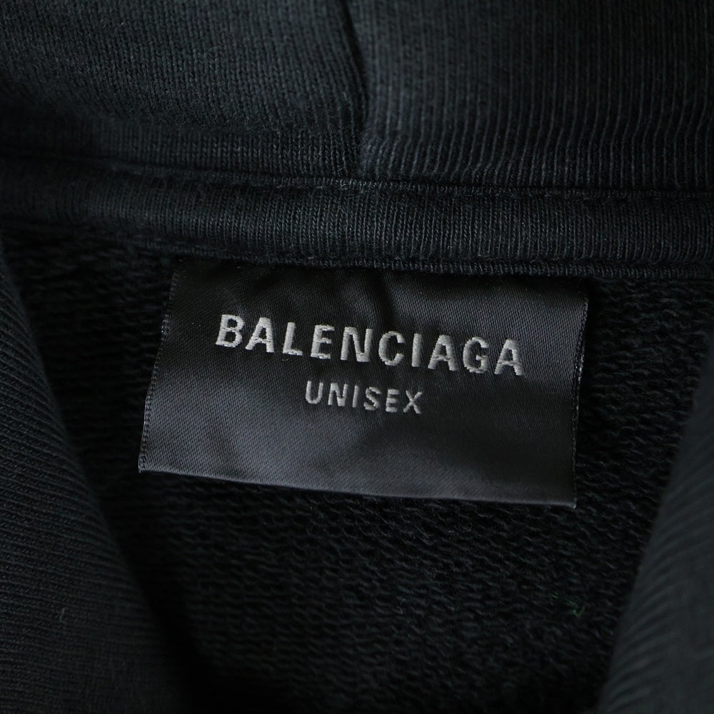 BALENCIAGA(バレンシアガ) ビーズ装飾 フロントクラウン ロゴデザイン スウェットフーディー パーカー 739024 TQVL1 ブラック