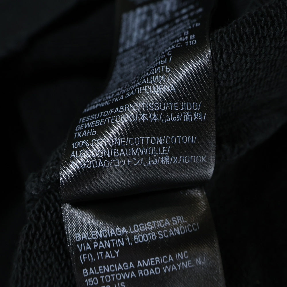 BALENCIAGA(バレンシアガ) ビーズ装飾 フロントクラウン ロゴデザイン スウェットフーディー パーカー 739024 TQVL1 ブラック