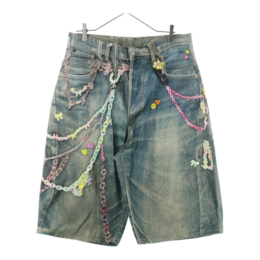 Acne Studios(アクネ ストゥディオズ) Denim shorts loose fit FN-MN-SHOR000264 ルーズフィット チェーンプリント ジーンズ デニムハーフパンツ ショーツ インディゴ
