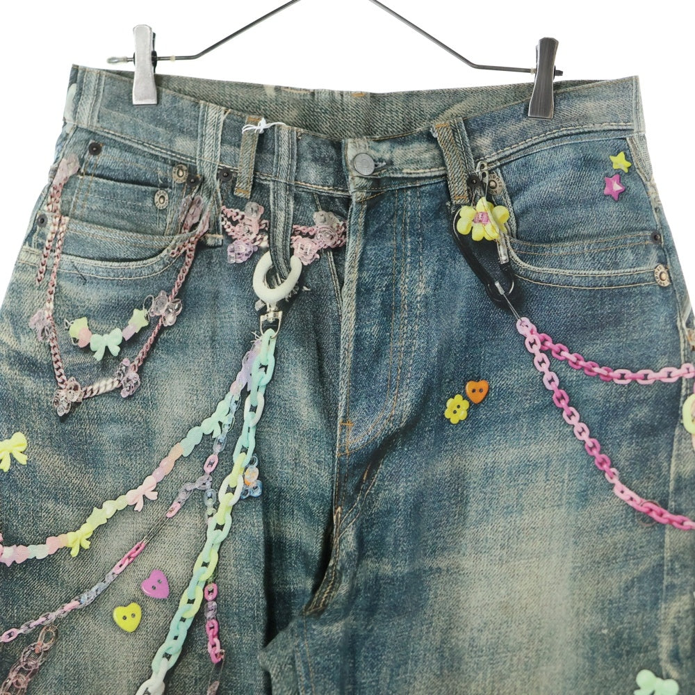 Acne Studios(アクネ ストゥディオズ) Denim shorts loose fit FN-MN-SHOR000264 ルーズフィット チェーンプリント ジーンズ デニムハーフパンツ ショーツ インディゴ