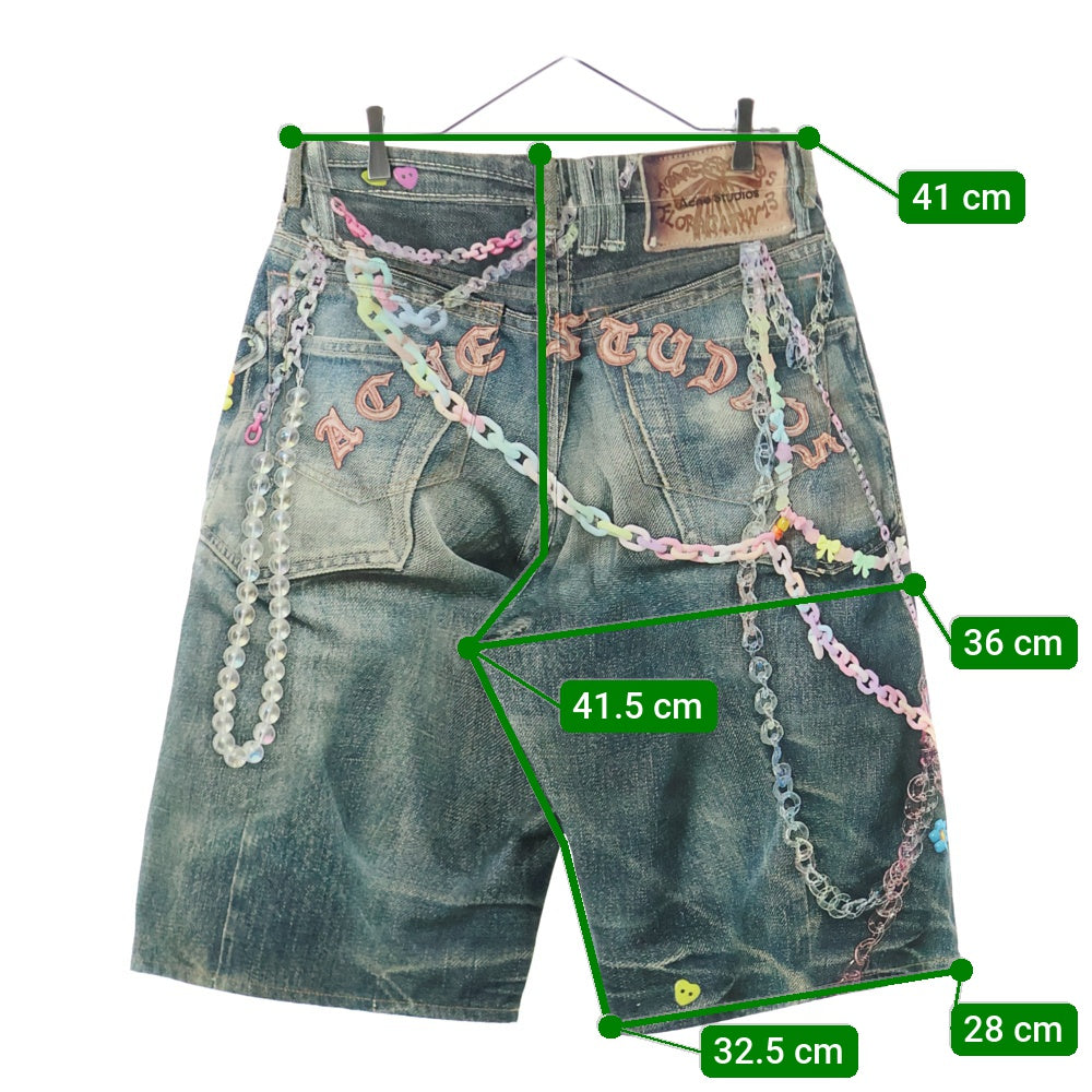 Acne Studios(アクネ ストゥディオズ) Denim shorts loose fit FN-MN-SHOR000264 ルーズフィット チェーンプリント ジーンズ デニムハーフパンツ ショーツ インディゴ
