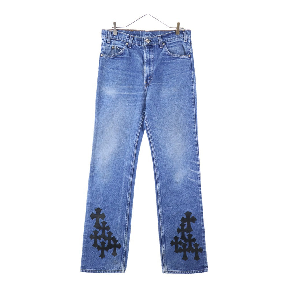 CHROME HEARTS(クロムハーツ) × LEVI'S U VNTG JEAN ORNG TAB 505 Cemetary Cross Patch クロスパッチ付きウォッシュドデニムパンツ インディゴブルー
