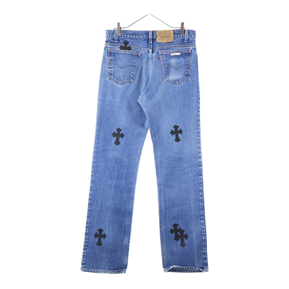 CHROME HEARTS(クロムハーツ) × LEVI'S U VNTG JEAN ORNG TAB 505 Cemetary Cross Patch クロスパッチ付きウォッシュドデニムパンツ インディゴブルー