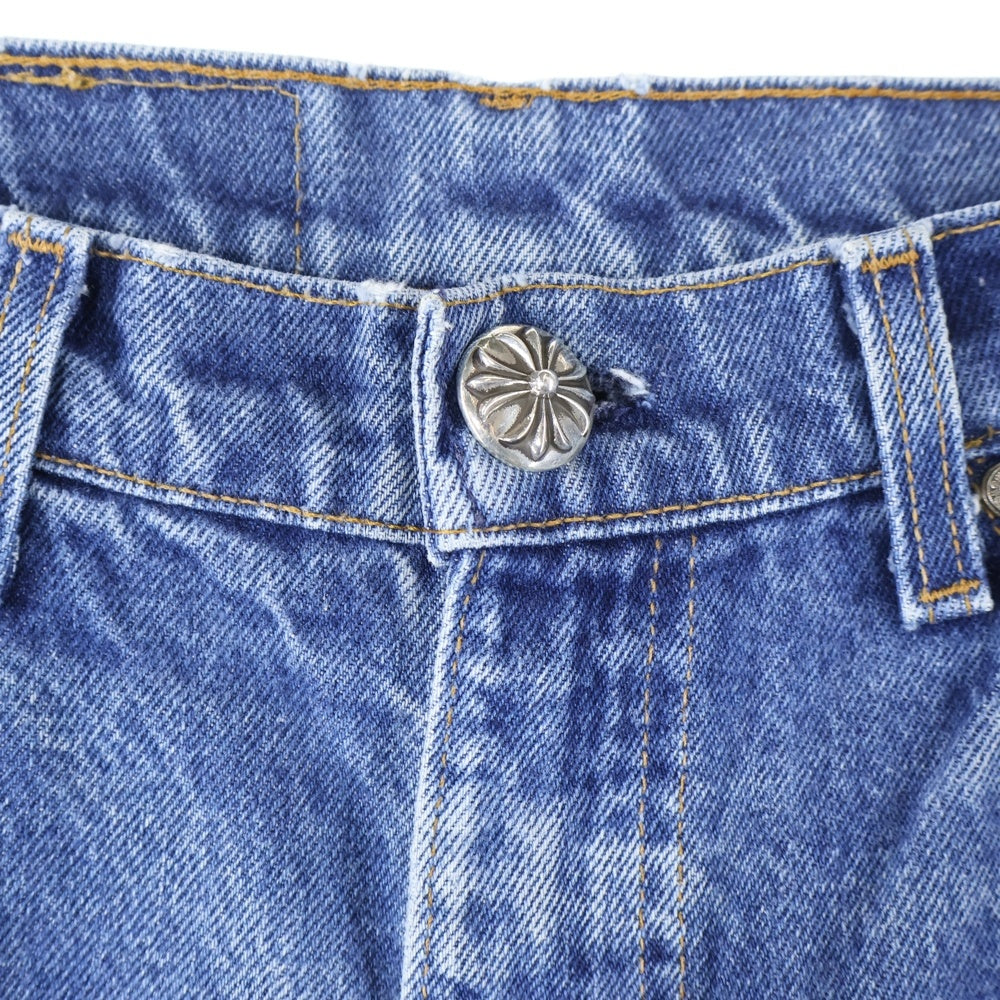 CHROME HEARTS(クロムハーツ) × LEVI'S U VNTG JEAN ORNG TAB 505 Cemetary Cross Patch クロスパッチ付きウォッシュドデニムパンツ インディゴブルー