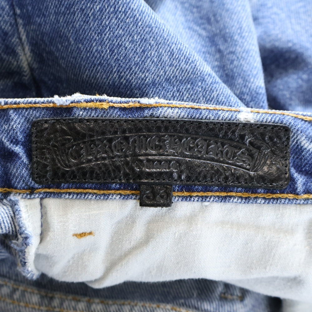 CHROME HEARTS(クロムハーツ) × LEVI'S U VNTG JEAN ORNG TAB 505 Cemetary Cross Patch クロスパッチ付きウォッシュドデニムパンツ インディゴブルー