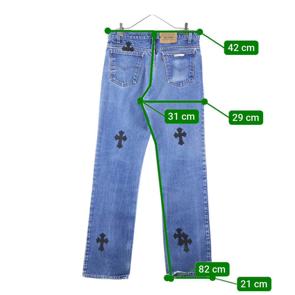 CHROME HEARTS(クロムハーツ) × LEVI'S U VNTG JEAN ORNG TAB 505 Cemetary Cross Patch クロスパッチ付きウォッシュドデニムパンツ インディゴブルー