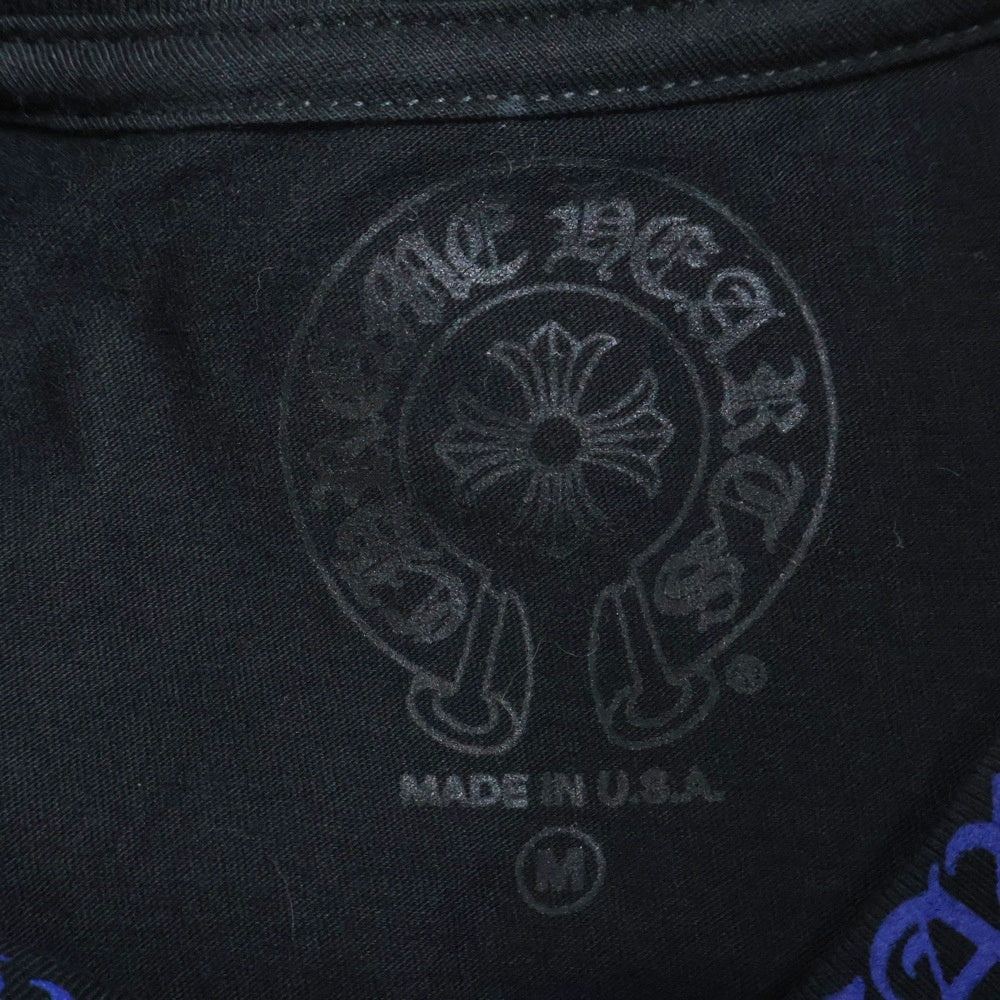 CHROME HEARTS(クロムハーツ) Neck Logo L/S Tee ネックロゴプリント クルーネック長袖Tシャツカットソー ブラック/ブルー