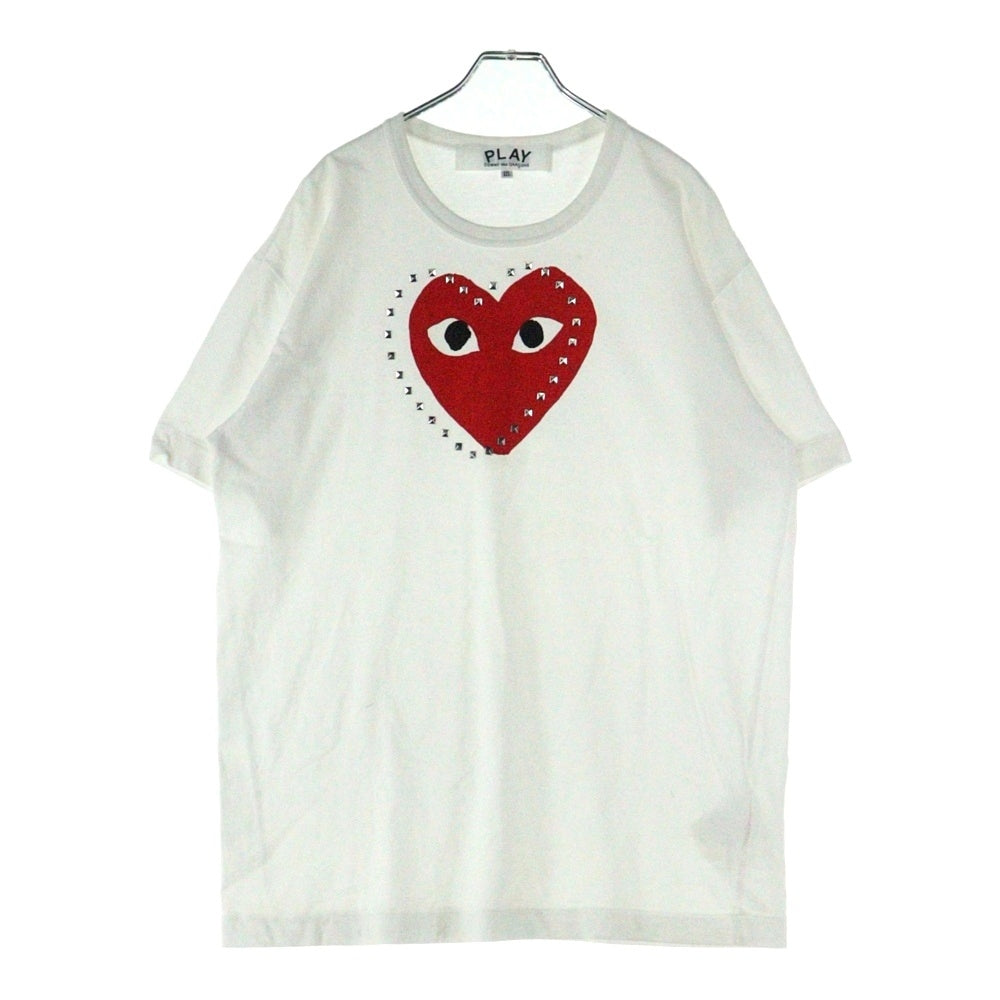PLAY COMME des GARCONS(プレイコムデギャルソン) ハートプリント スタッズ 半袖Tシャツ カットソー ホワイト AX-T803