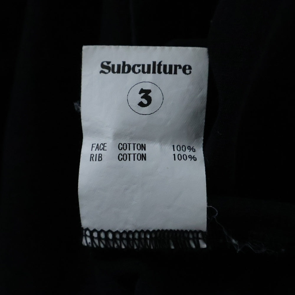 SUBCULTURE(サブカルチャー) SM Long sleeve T-Shirts フロントプリント 袖 ロゴデザイン 長袖Tシャツ ブラック