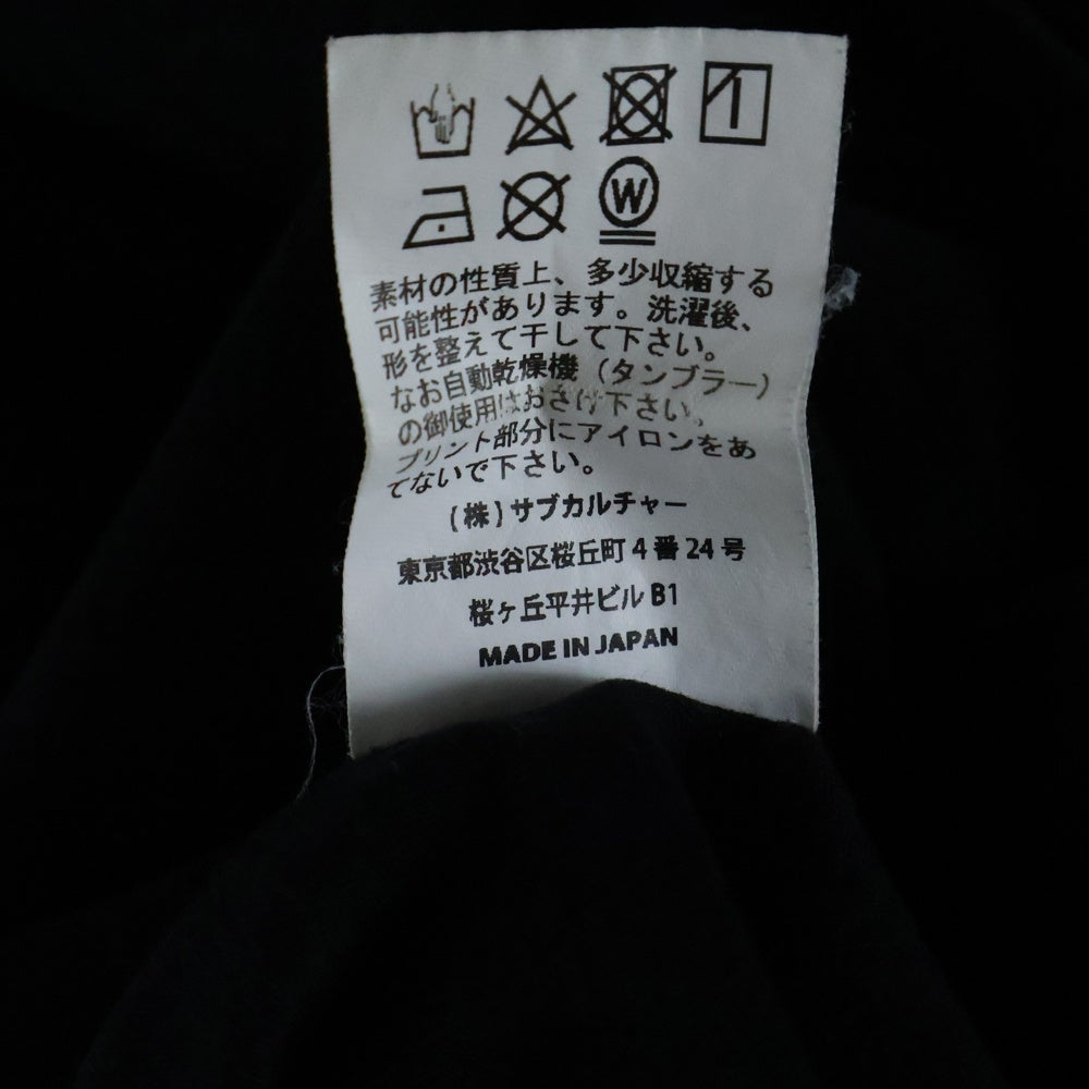 SUBCULTURE(サブカルチャー) SM Long sleeve T-Shirts フロントプリント 袖 ロゴデザイン 長袖Tシャツ ブラック