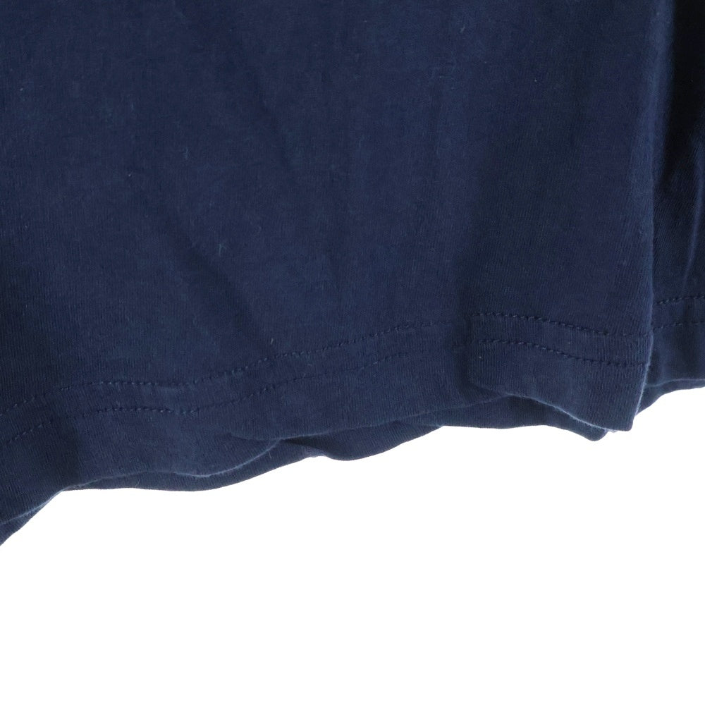 PRADA(プラダ) ロゴ刺繍 Vネック 半袖シャツ ネイビー UJM507 R131 AN7