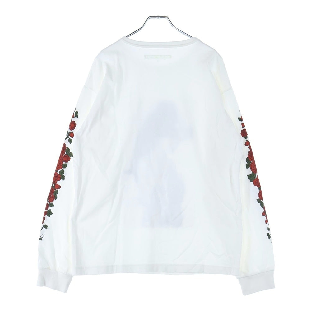 GOD SELECTION XXX(ゴッドセレクショントリプルエックス) 袖ローズプリント ロングスリーブ長袖Tシャツ GX-A18-1201-082 ホワイト サイズM