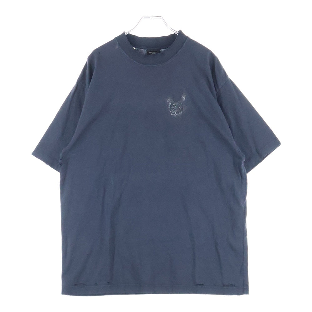 BALENCIAGA(バレンシアガ) 23SS Medium Fit T Shirt 764235 TSVD5 ダメージ加工 半袖Tシャツ カットソー ブラック