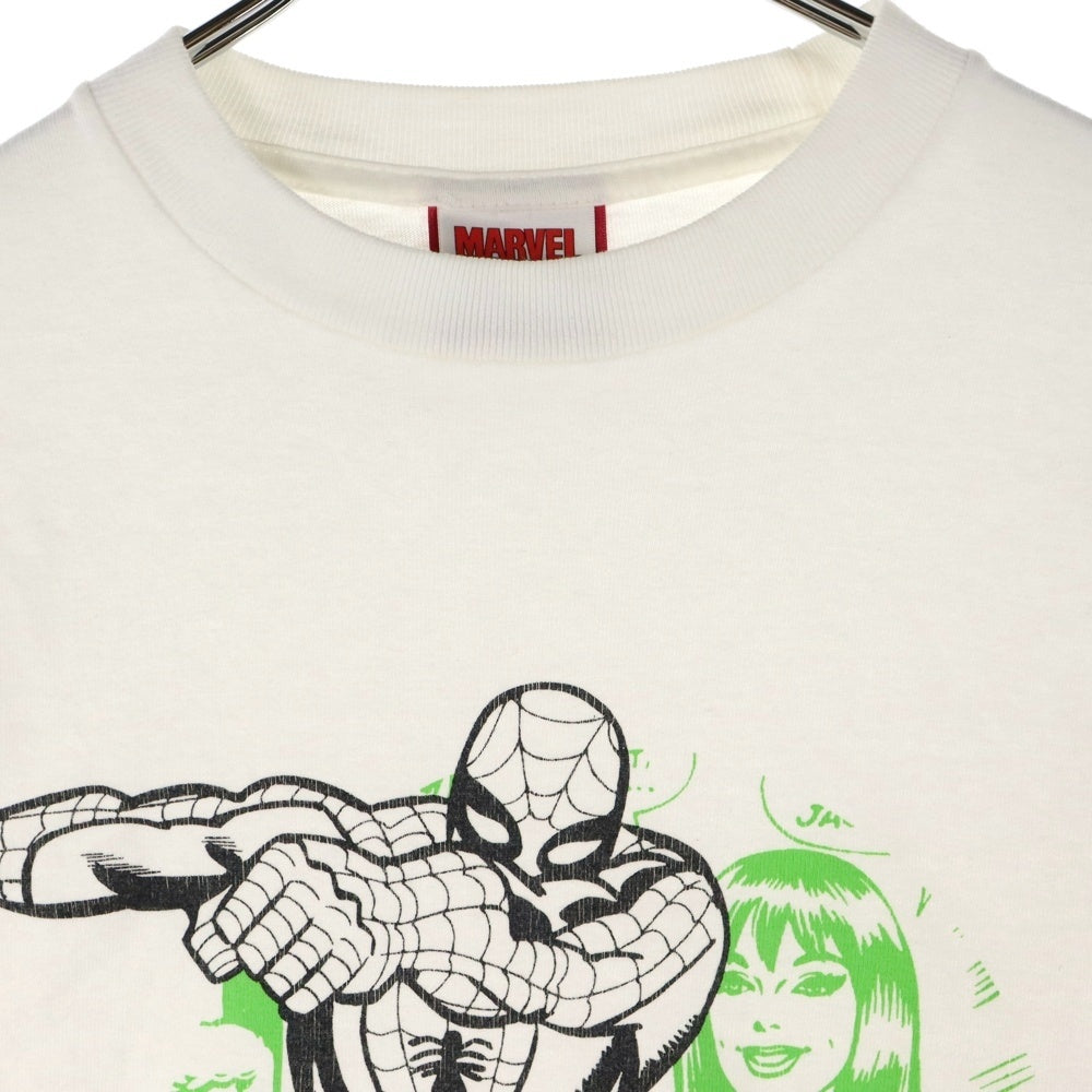 A BATHING APE(アベイシングエイプ) ×MARVEL Spider Man T マーベル スパイダーマン フロントプリント 半袖Tシャツ カットソー ホワイト