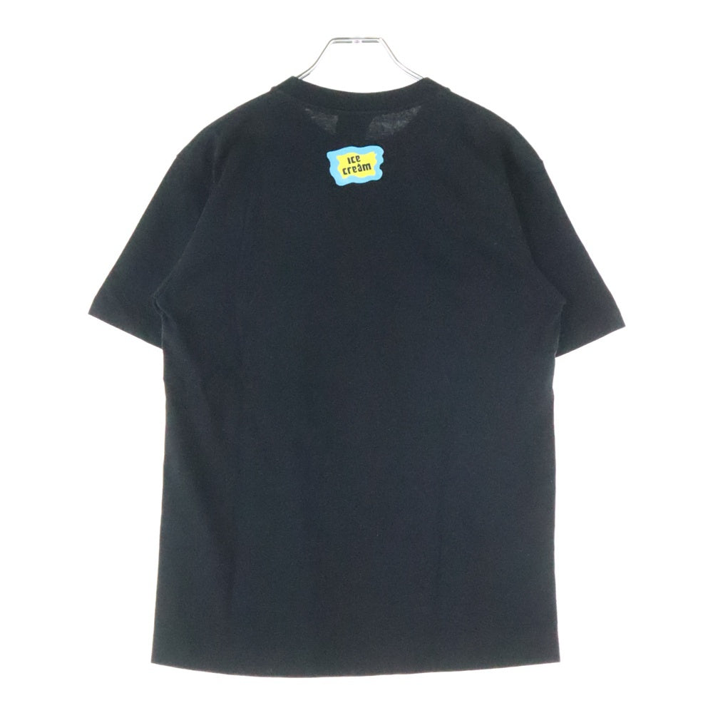 ICE CREAM(アイスクリーム) Running Puppy T フロント子犬プリント 半袖Tシャツ カットソー ブラック
