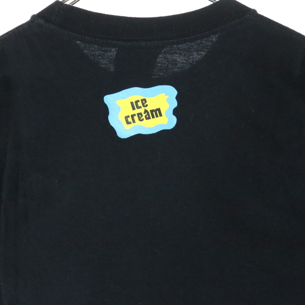 ICE CREAM(アイスクリーム) Running Puppy T フロント子犬プリント 半袖Tシャツ カットソー ブラック