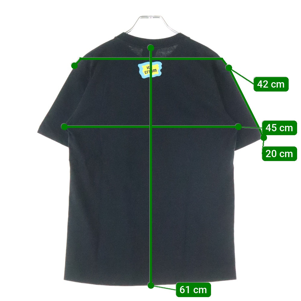 ICE CREAM(アイスクリーム) Running Puppy T フロント子犬プリント 半袖Tシャツ カットソー ブラック