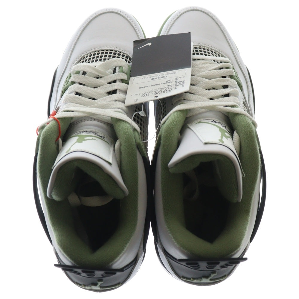 NIKE(ナイキ) WMNS Air Jordan 4 Oil Green AQ9129-103 エアジョーダン4 ミッドカットスニーカー シューズ ホワイト/グリーン US10.5/27.5cm