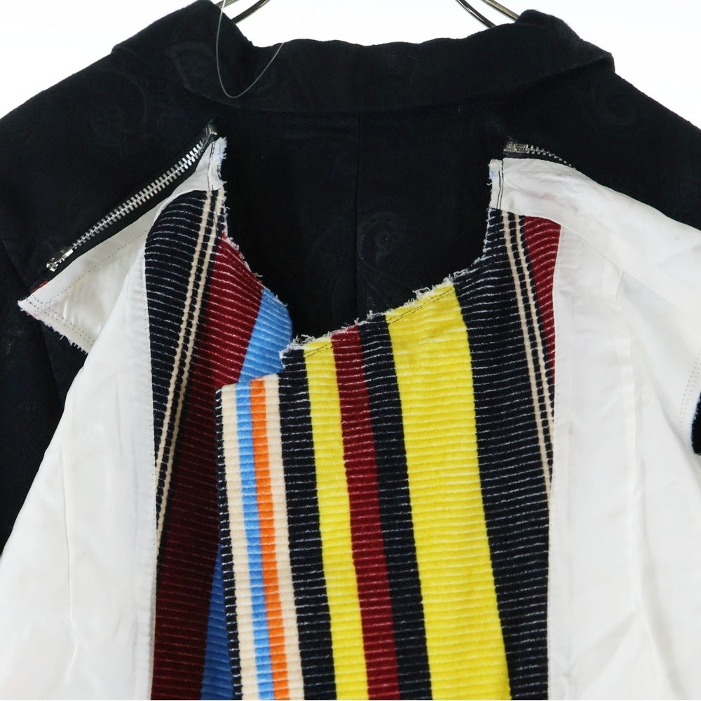 COMME des GARCONS HOMME PLUS(コムデギャルソンオムプリュス) 25SS ドッキングジャケット ペイズリー コーデュロイドレープ付き ブラック/マルチカラー PO-J045