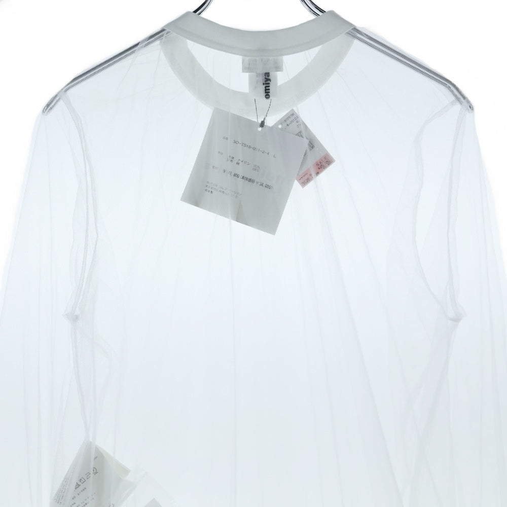 NOIR KEI NINOMIYA(ノワール ケイニノミヤ) 25SS ナイロンチュール 綿ポンチ 長袖シャツ カットソー ホワイト 3O-T018