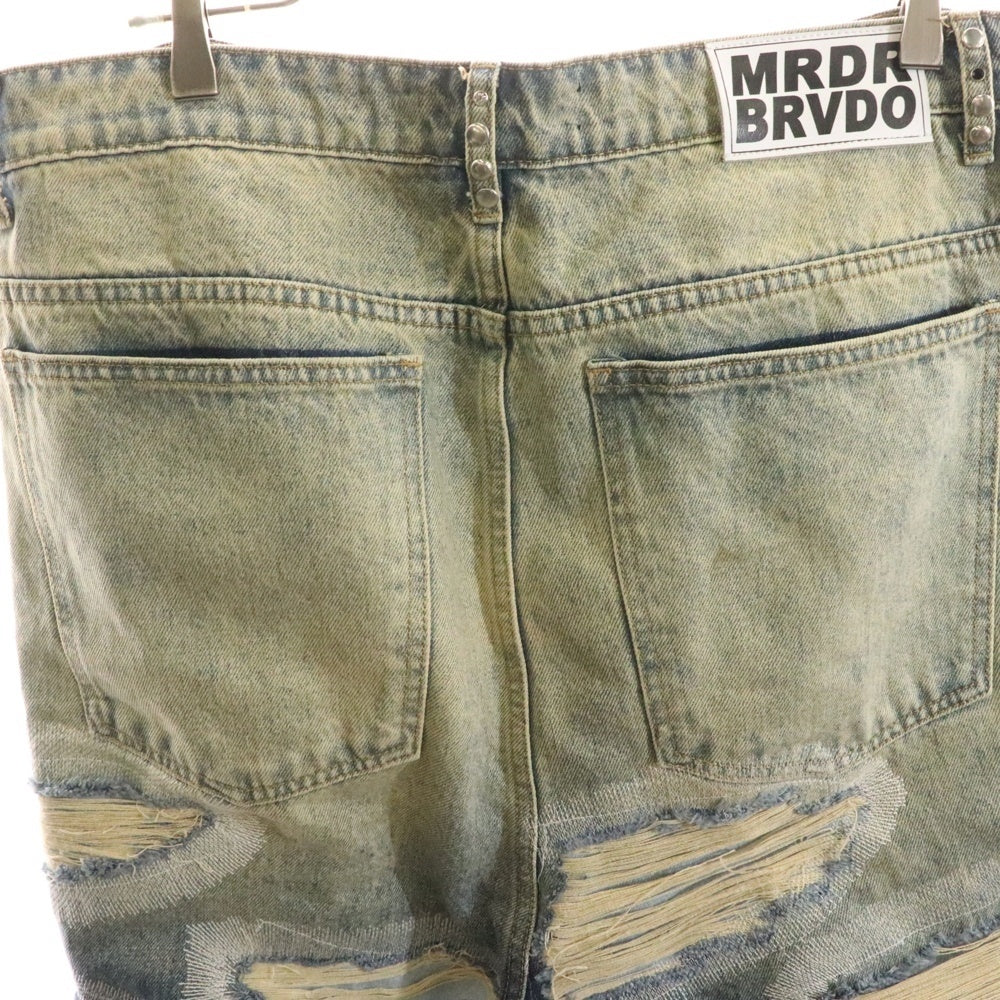WHO DECIDES WAR(フーディサイズウォー) Chrome Stud Embroidered Short クロム スタッド ショーツ ハーフパンツ インディゴ