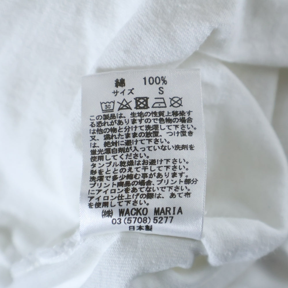 WACKO MARIA(ワコマリア) WASHED HEAVY WEIGHT CREW NECK T-SHIRT (TYPE-1) フロントプリント クルーネック半袖Tシャツ カットソー ホワイト