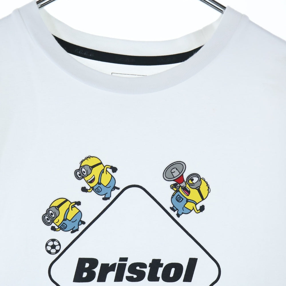 F.C.R.B./F.C.Real Bristol/FCRB(エフシーアールビー/エフシーレアルブリストル) 24SS MINIONS TEAM EMBLEM TEE FCRB-240156 ミニオンズ チームエンブレムプリント クルーネック半袖Tシャツカットソー ホワイト